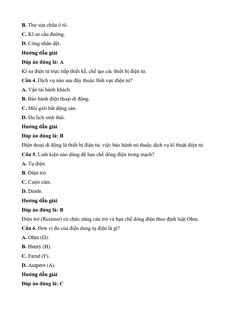 Đề thi Học kì 2 Công nghệ 12 Kết nối tri thức Điện Điện tử (có đáp án)