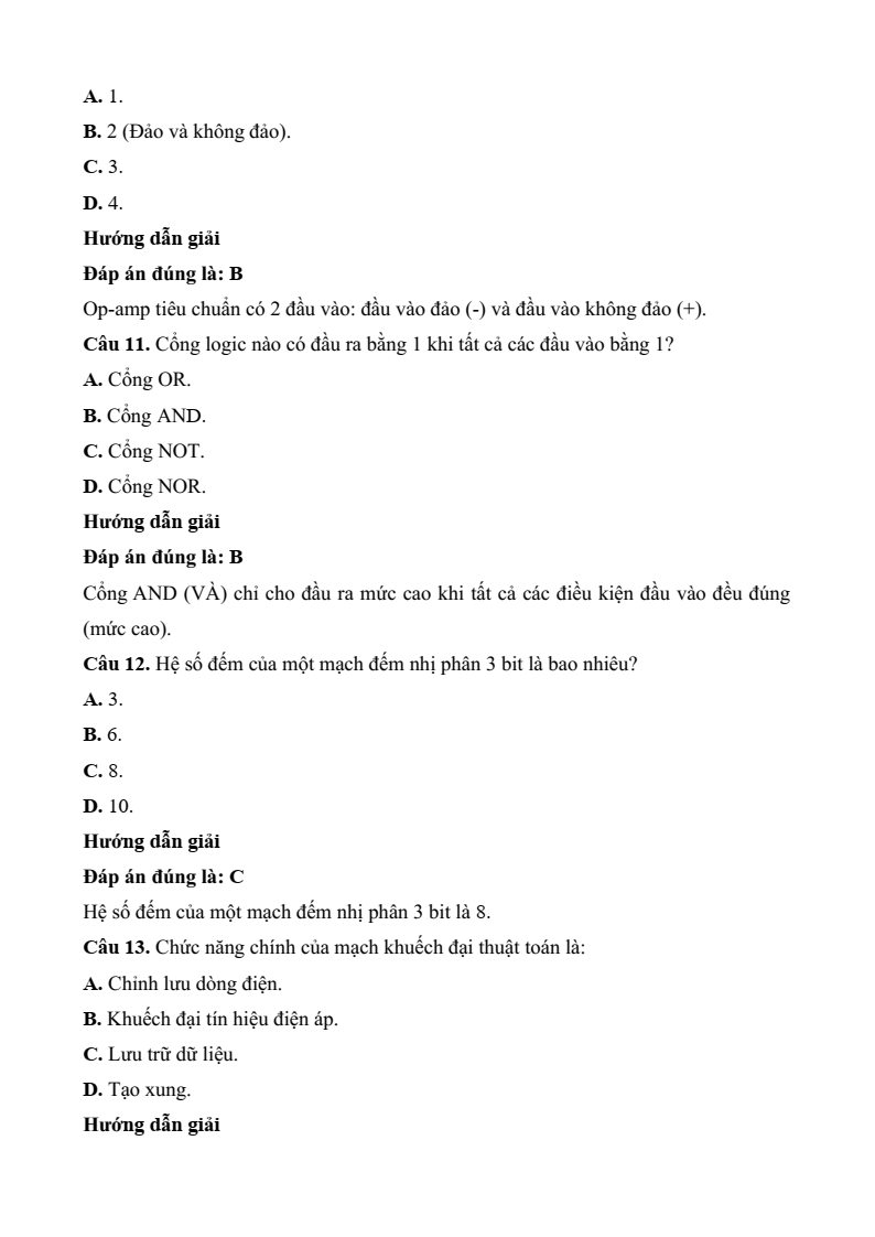 Đề thi Học kì 2 Công nghệ 12 Kết nối tri thức Điện Điện tử (có đáp án)