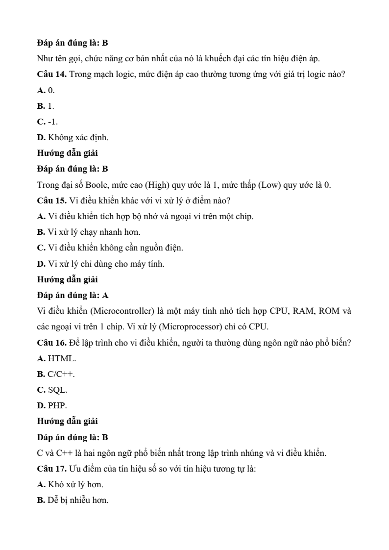 Đề thi Học kì 2 Công nghệ 12 Kết nối tri thức Điện Điện tử (có đáp án)