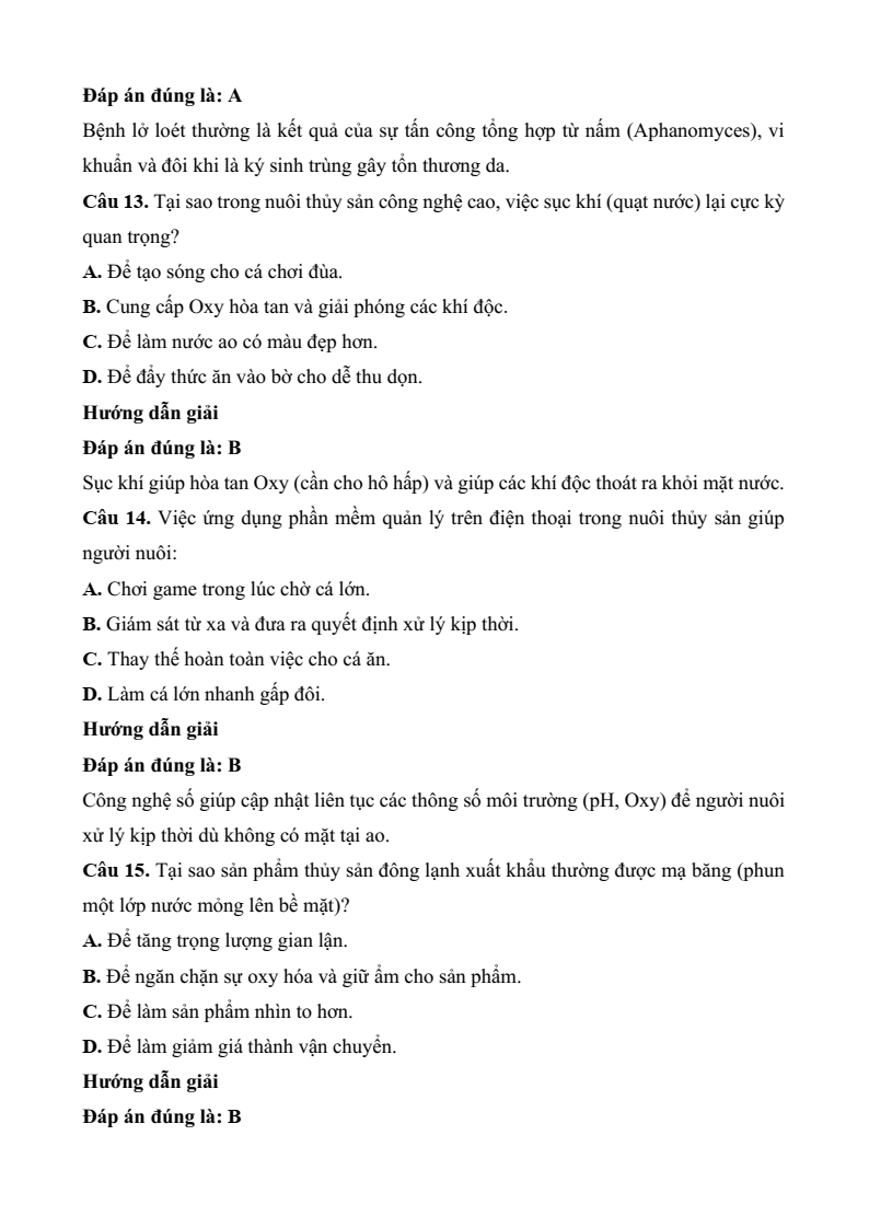 Đề thi Học kì 2 Công nghệ 12 Kết nối tri thức Lâm nghiệp Thủy sản (có đáp án)