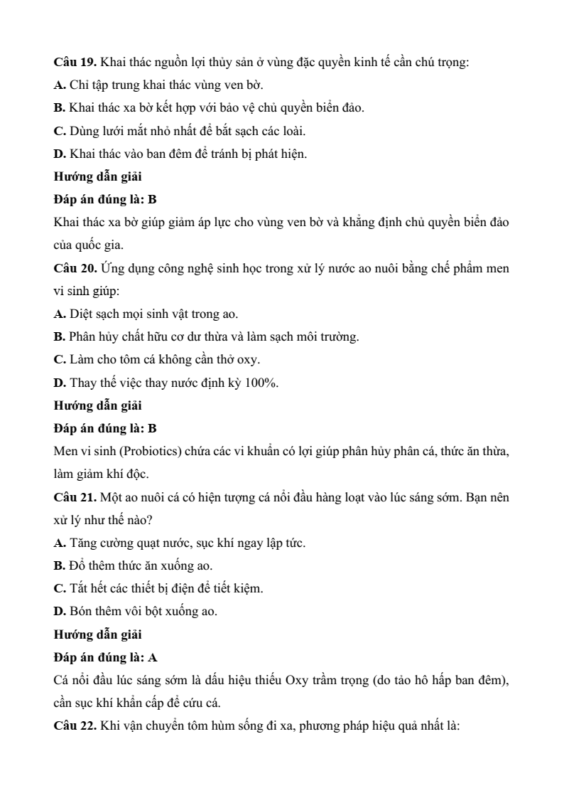 Đề thi Học kì 2 Công nghệ 12 Kết nối tri thức Lâm nghiệp Thủy sản (có đáp án)