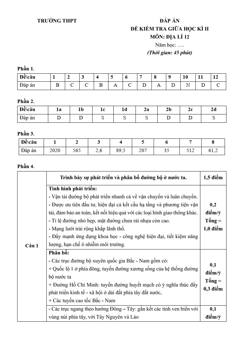 10+ Đề thi Giữa kì 2 Địa Lí 12 Kết nối tri thức (cấu trúc mới, có đáp án)