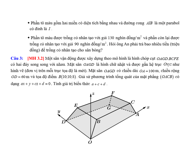 Đề thi Giữa kì 2 Toán 12 sở GD&ĐT Thanh Hóa năm 2024-2025