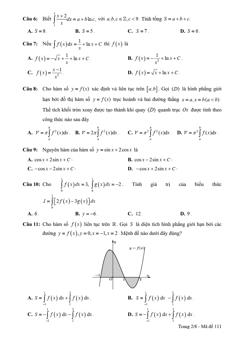 Đề thi Giữa kì 2 Toán 12 trường chuyên Nguyễn Đình Chiểu (Đồng Tháp) năm 2024-2025