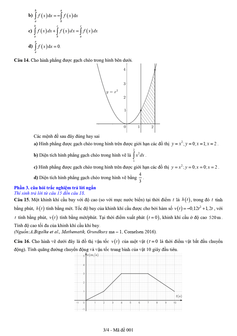 Đề thi Giữa kì 2 Toán 12 trường THPT chuyên Vị Thanh (Hậu Giang) năm 2024-2025