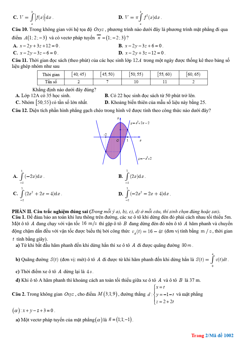 Đề thi Giữa kì 2 Toán 12 trường THPT Gia Bình Số 1 (Bắc Ninh) năm 2025-2026