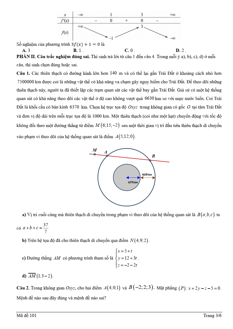 Đề thi Giữa kì 2 Toán 12 trường THPT Ngô Sĩ Liên (Bắc Giang) năm 2024-2025