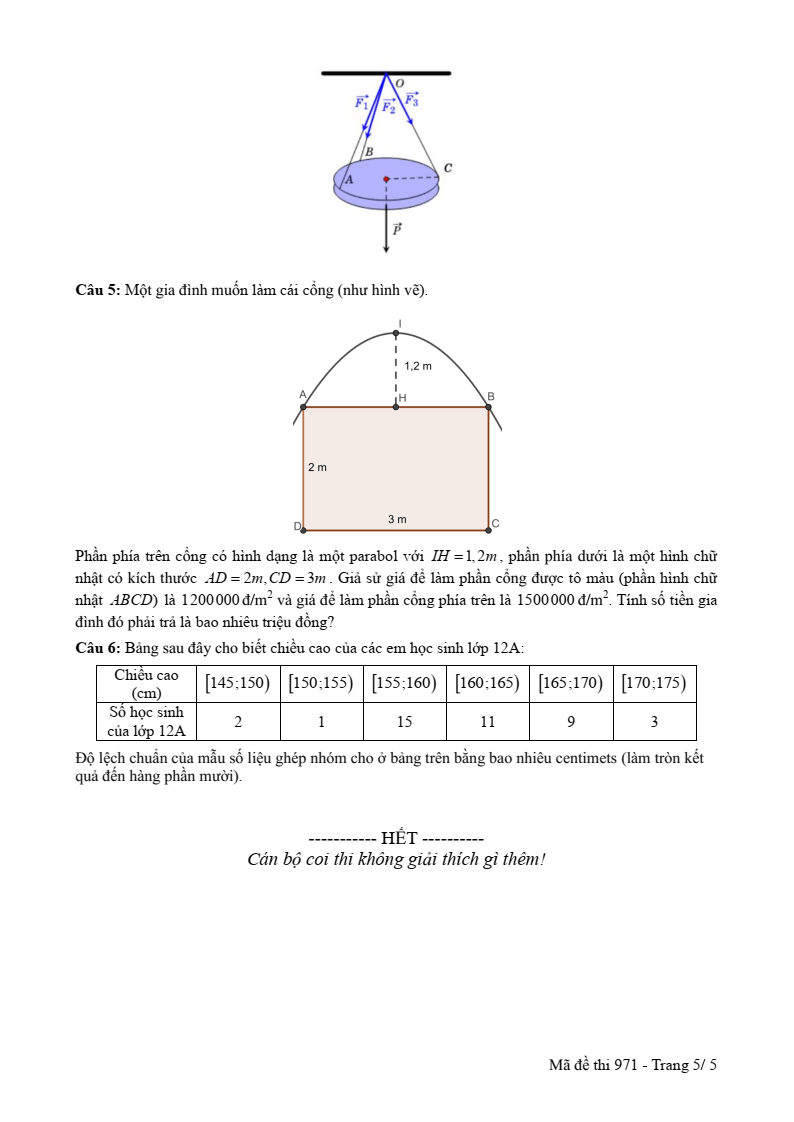 Đề thi Giữa kì 2 Toán 12 trường THPT Nguyễn Du (Nam Định) năm 2024-2025