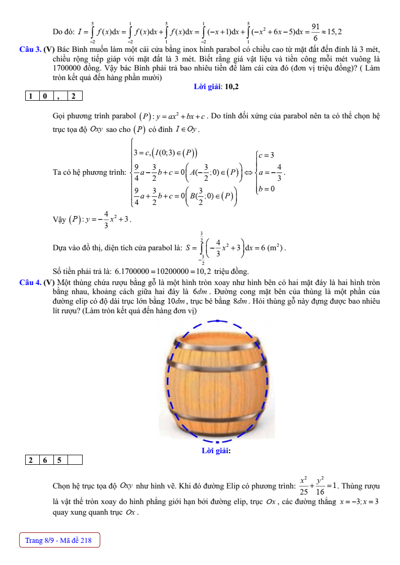 Đề thi Giữa kì 2 Toán 12 trường THPT Nguyễn Huệ (Huế) năm 2024-2025