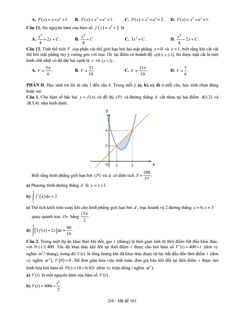 Đề thi Giữa kì 2 Toán 12 trường THPT Nguyễn Huệ (TP HCM) năm 2025-2026