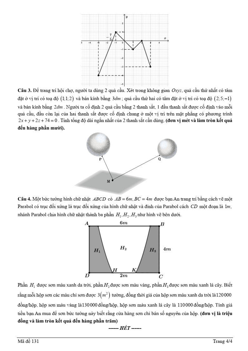 Đề thi Giữa kì 2 Toán 12 trường THPT Nguyễn Hữu Huân (Tp.HCM) năm 2024-2025