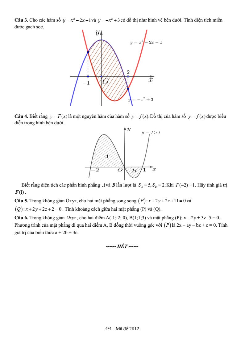 Đề thi Giữa kì 2 Toán 12 trường THPT Số 1 Lê Hồng Phong (Đắk Lắk) năm 2025-2026