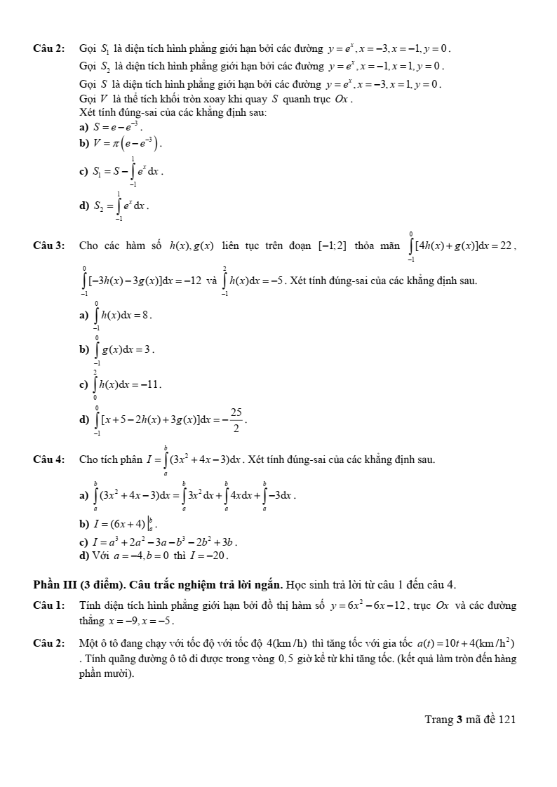 Đề thi Giữa kì 2 Toán 12 trường THPT Thanh Bình 1 (Đồng Tháp) năm 2024-2025