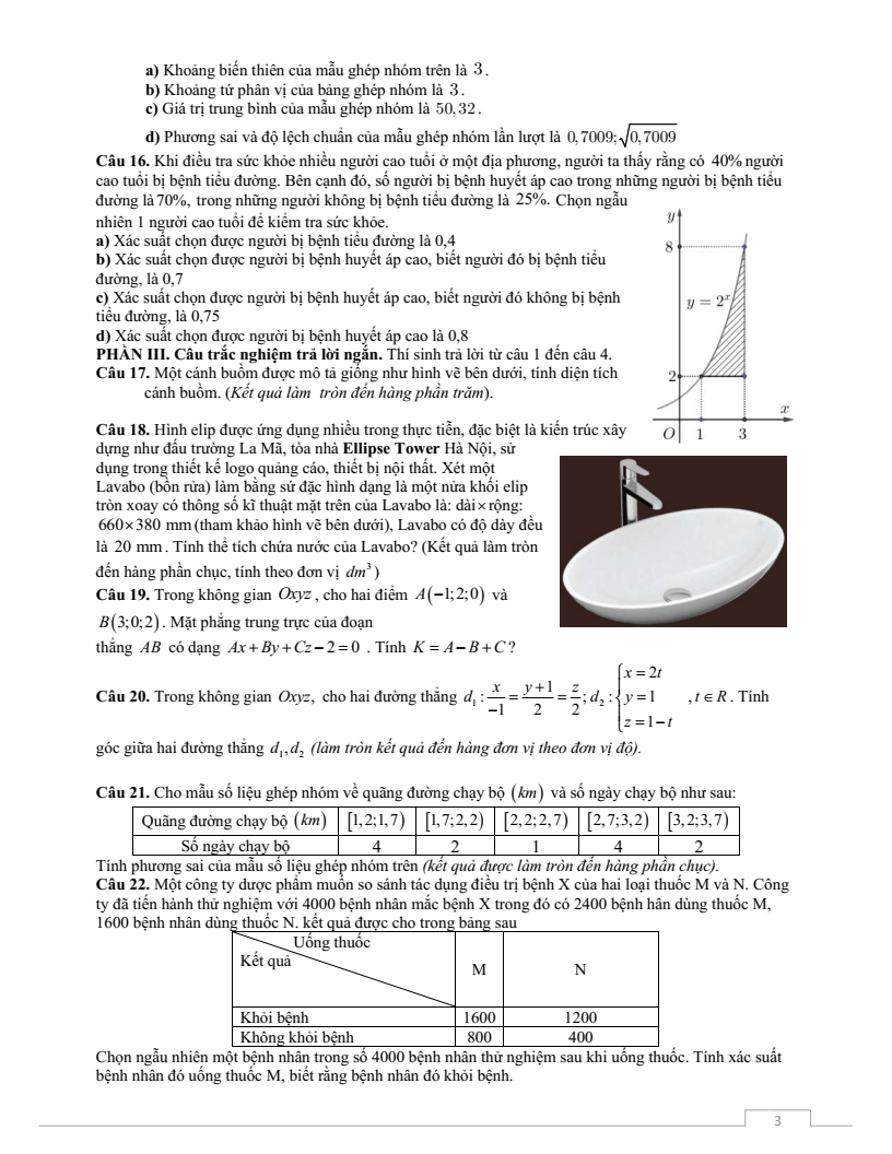 Đề thi Giữa kì 2 Toán 12 trường THPT Thuận Thành Số 2 (Bắc Ninh) năm 2025-2026