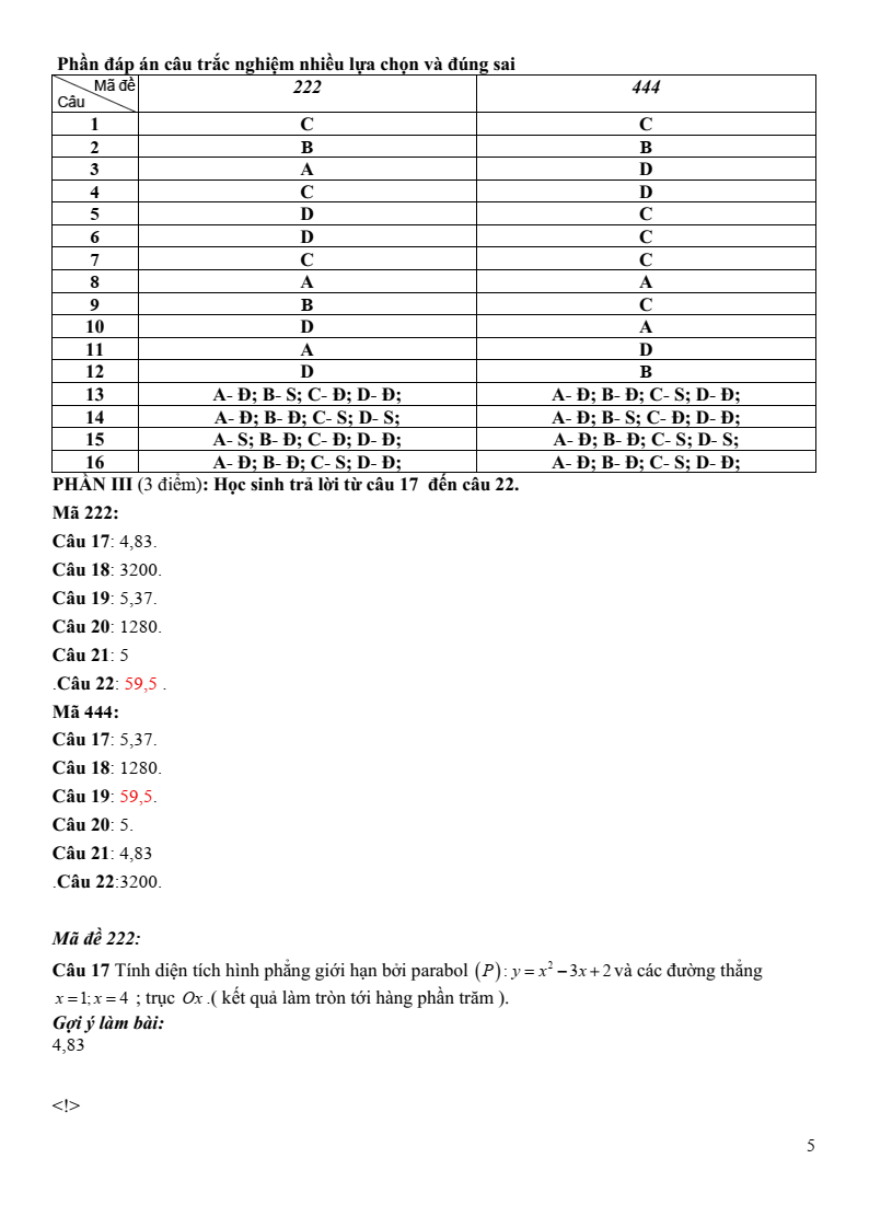 Đề thi Giữa kì 2 Toán 12 trường THPT Vĩnh Linh (Quảng Trị) năm 2025-2026