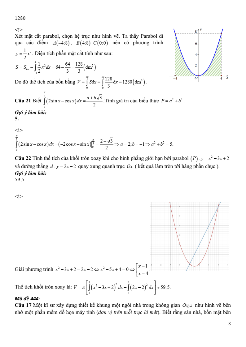 Đề thi Giữa kì 2 Toán 12 trường THPT Vĩnh Linh (Quảng Trị) năm 2025-2026