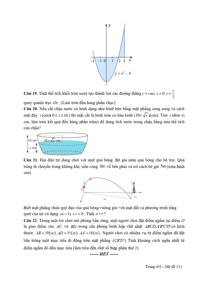 Đề thi Giữa kì 2 Toán 12 trường THPT Vĩnh Linh (Quảng Trị) năm 2025-2026
