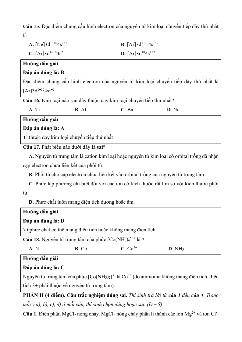6+ Đề thi Học kì 2 Hóa học 12 Chân trời sáng tạo (cấu trúc mới, có đáp án)
