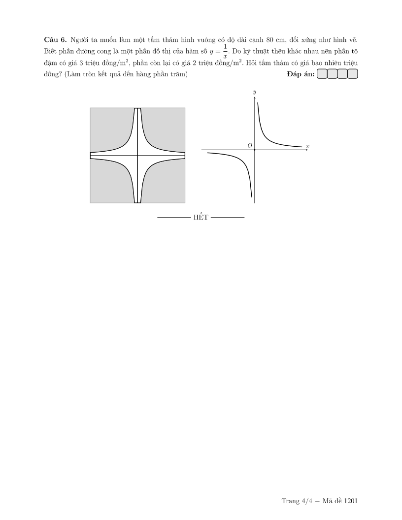 Đề thi Học kì 1 Toán 12 trường Lương Thế Vinh (Hà Nội) năm 2025-2026