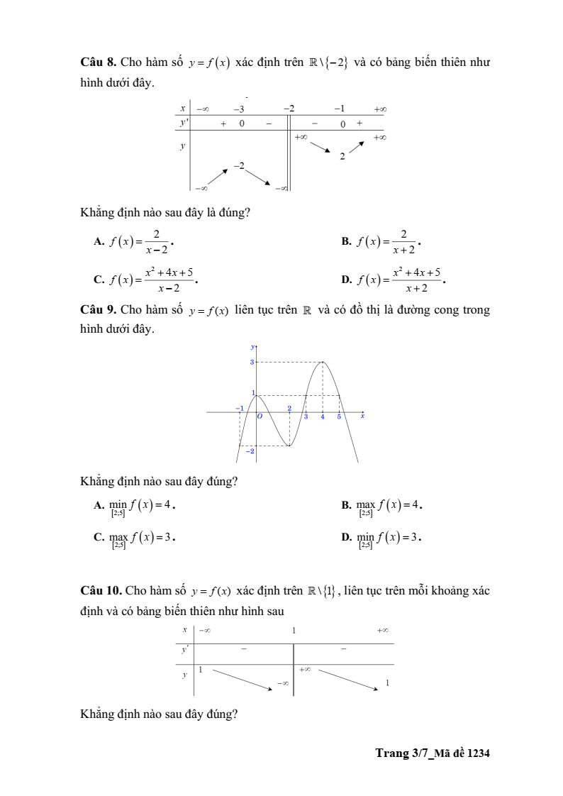 Đề thi Học kì 1 Toán 12 trường THPT Cao Lãnh (Đồng Tháp) năm 2025-2026