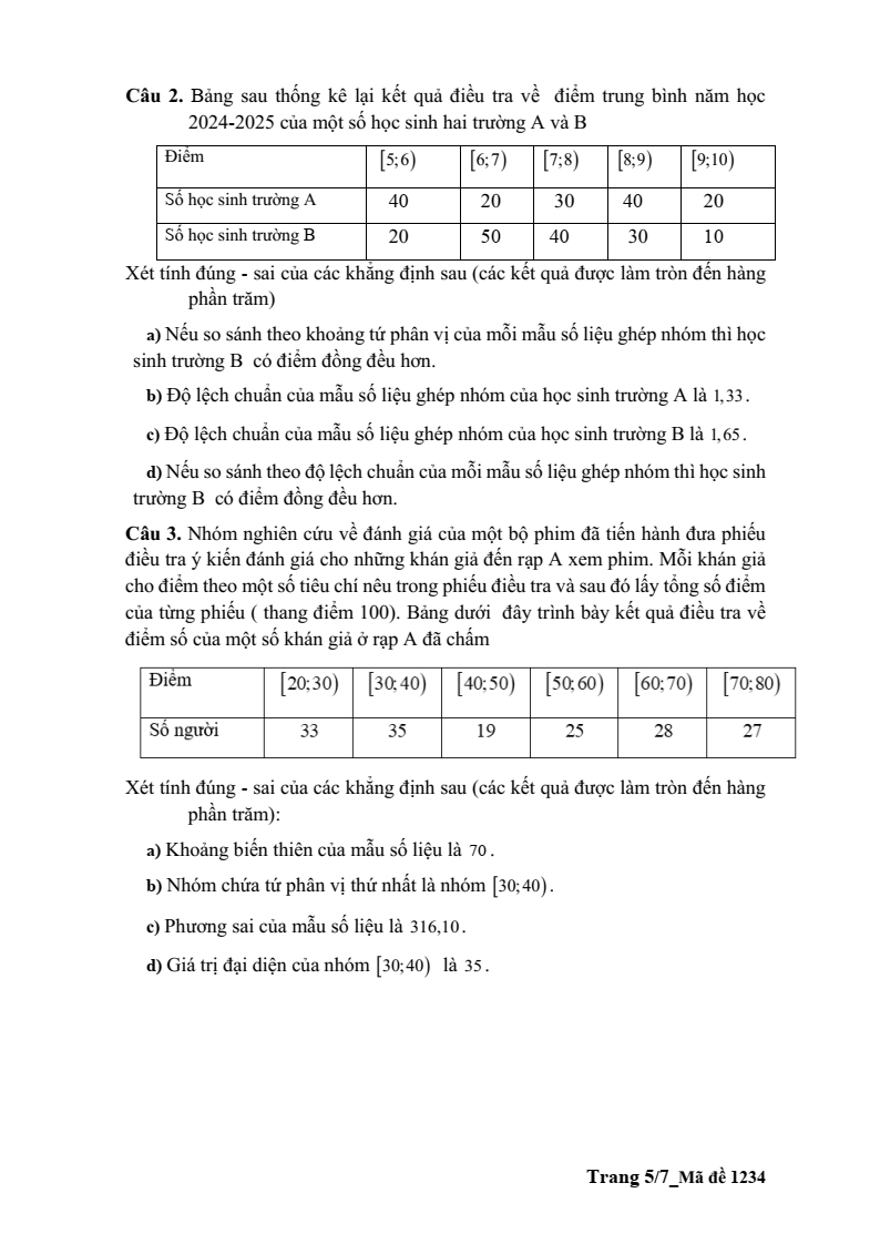 Đề thi Học kì 1 Toán 12 trường THPT Cao Lãnh (Đồng Tháp) năm 2025-2026