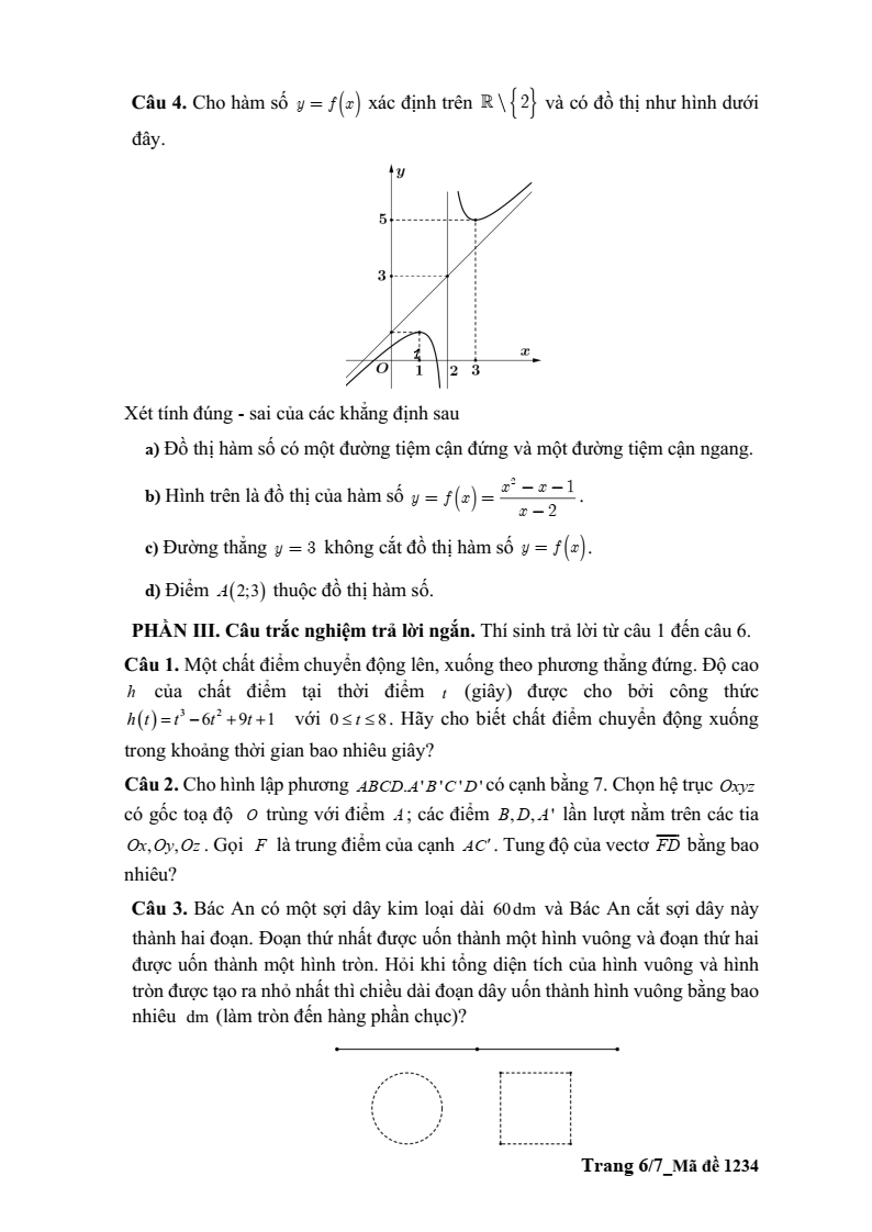 Đề thi Học kì 1 Toán 12 trường THPT Cao Lãnh (Đồng Tháp) năm 2025-2026