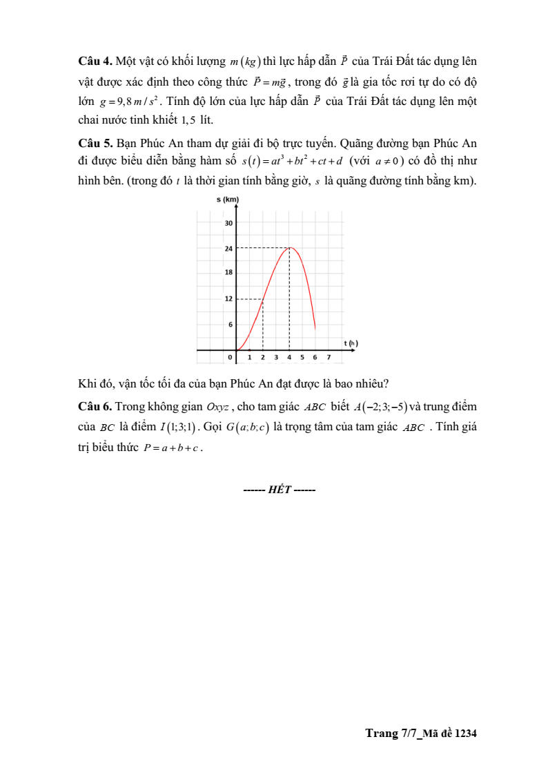 Đề thi Học kì 1 Toán 12 trường THPT Cao Lãnh (Đồng Tháp) năm 2025-2026