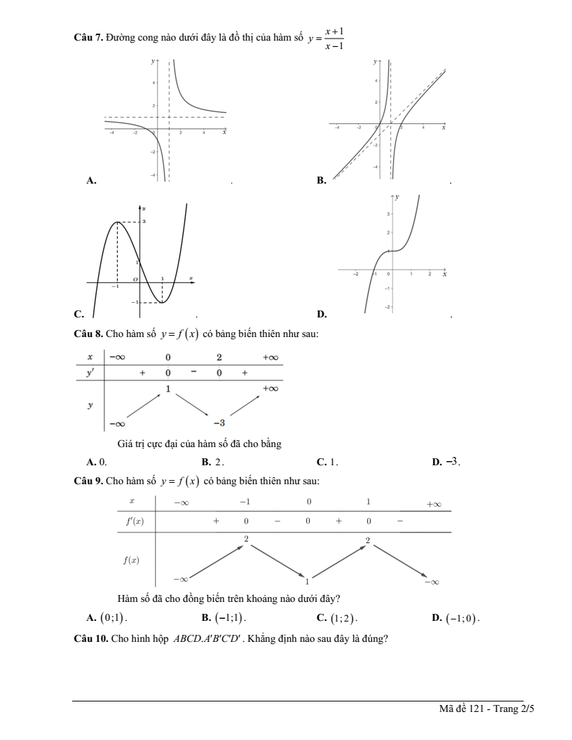 Đề thi Học kì 1 Toán 12 trường THPT Duy Tân (Quảng Ngãi) năm 2025-2026
