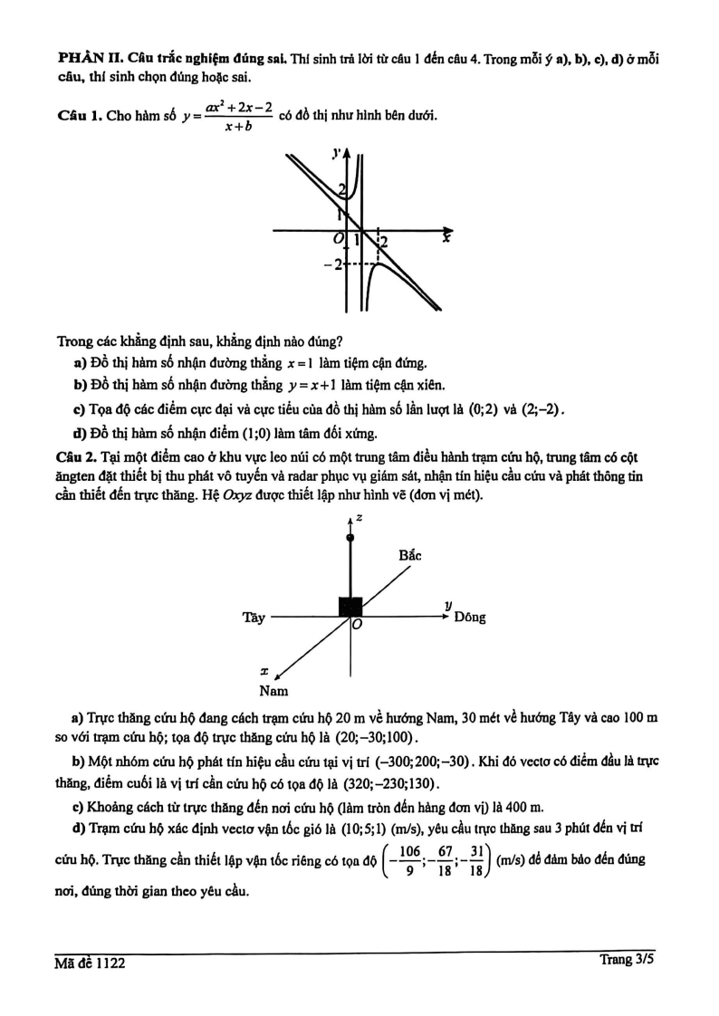 Đề thi Học kì 1 Toán 12 trường THPT Lương Thế Vinh (Tp.HCM) năm 2025-2026