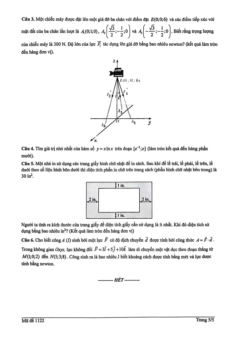 Đề thi Học kì 1 Toán 12 trường THPT Lương Thế Vinh (Tp.HCM) năm 2025-2026