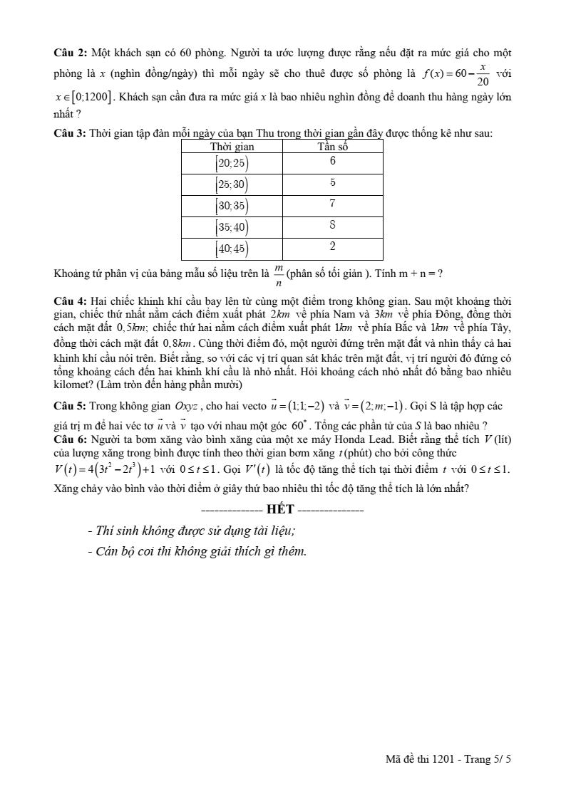 Đề thi Học kì 1 Toán 12 trường THPT Nguyễn Công Trứ (Tp.HCM) năm 2025-2026