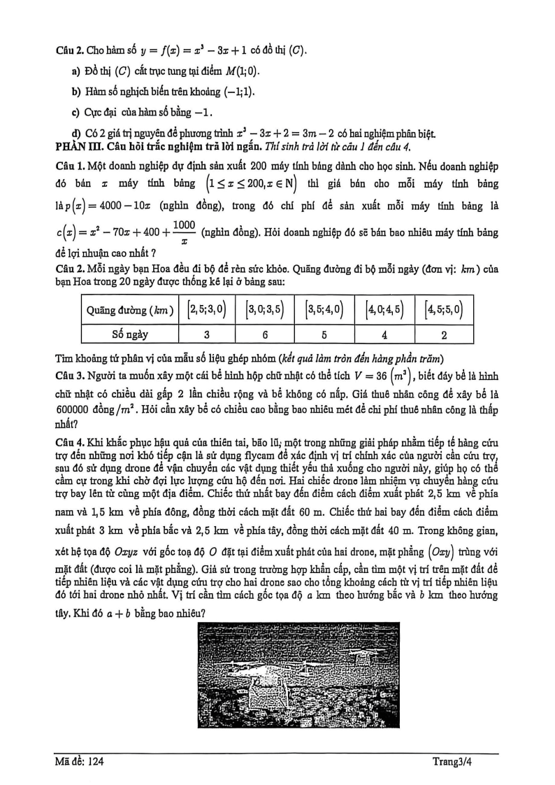 Đề thi Học kì 1 Toán 12 trường THPT Nguyễn Thái Bình (Tp.HCM) năm 2025-2026
