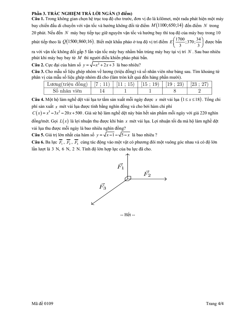 Đề thi Học kì 1 Toán 12 trường THPT Nguyễn Thượng Hiền (Tp.HCM) năm 2025-2026