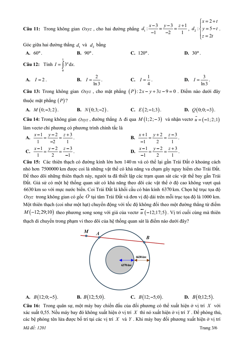 Đề thi Học kì 2 Toán 12 trường THPT Hướng Hóa (Quảng Trị) năm 2024-2025