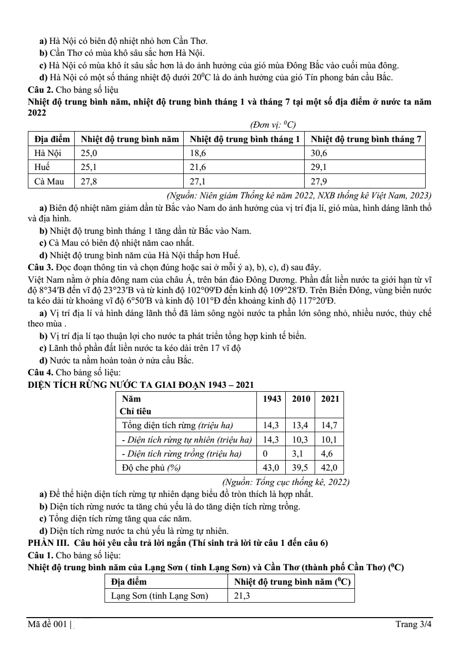 Đề thi Giữa kì 1 Địa Lí 12 năm 2024-2025 trường THPT Ngô Gia Tự (Đắk Lắk)