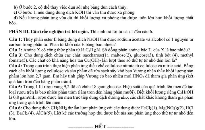 Đề thi Giữa kì 1 Hóa học 12 năm 2025-2026 trường THPT Hướng Hóa (Quảng Trị)