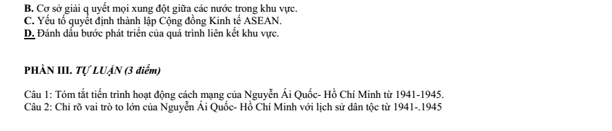 Đề thi Giữa kì 2 Lịch Sử 12 năm 2024-2025 trường THPT Hồ Nghinh (Quảng Nam)