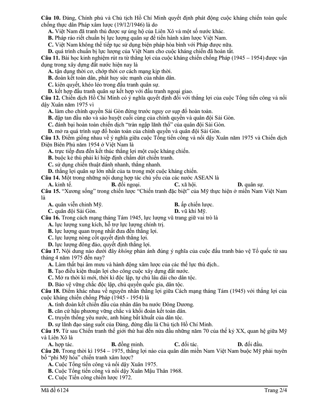 Đề thi Học kì 1 Lịch Sử 12 năm 2025-2026 trường THPT Lương Thế Vinh (TP. HCM)