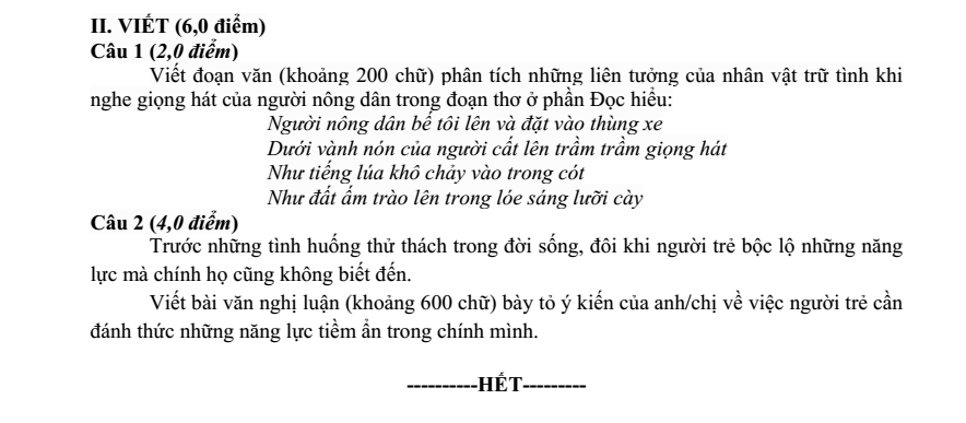 Đề thi Học kì 1 Văn 12 năm 2024-2025 Sở Nam Định