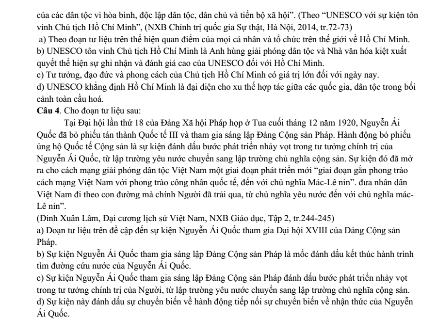 Đề thi Học kì 2 Lịch Sử 12 năm 2025-2026 trường THPT Xuyên Mộc (TP. HCM)