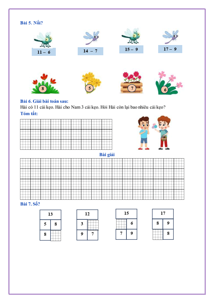 Bài tập hàng ngày Toán lớp 2 Bài 12: Bảng trừ qua 10 | Kết nối tri thức