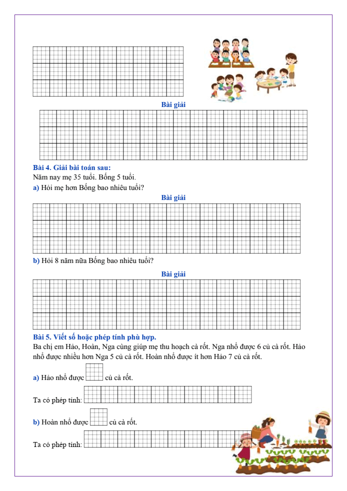 Bài tập hàng ngày Toán lớp 2 Bài 13: Bài toán về nhiều hơn, ít hơn một số đơn vị | Kết nối tri thức