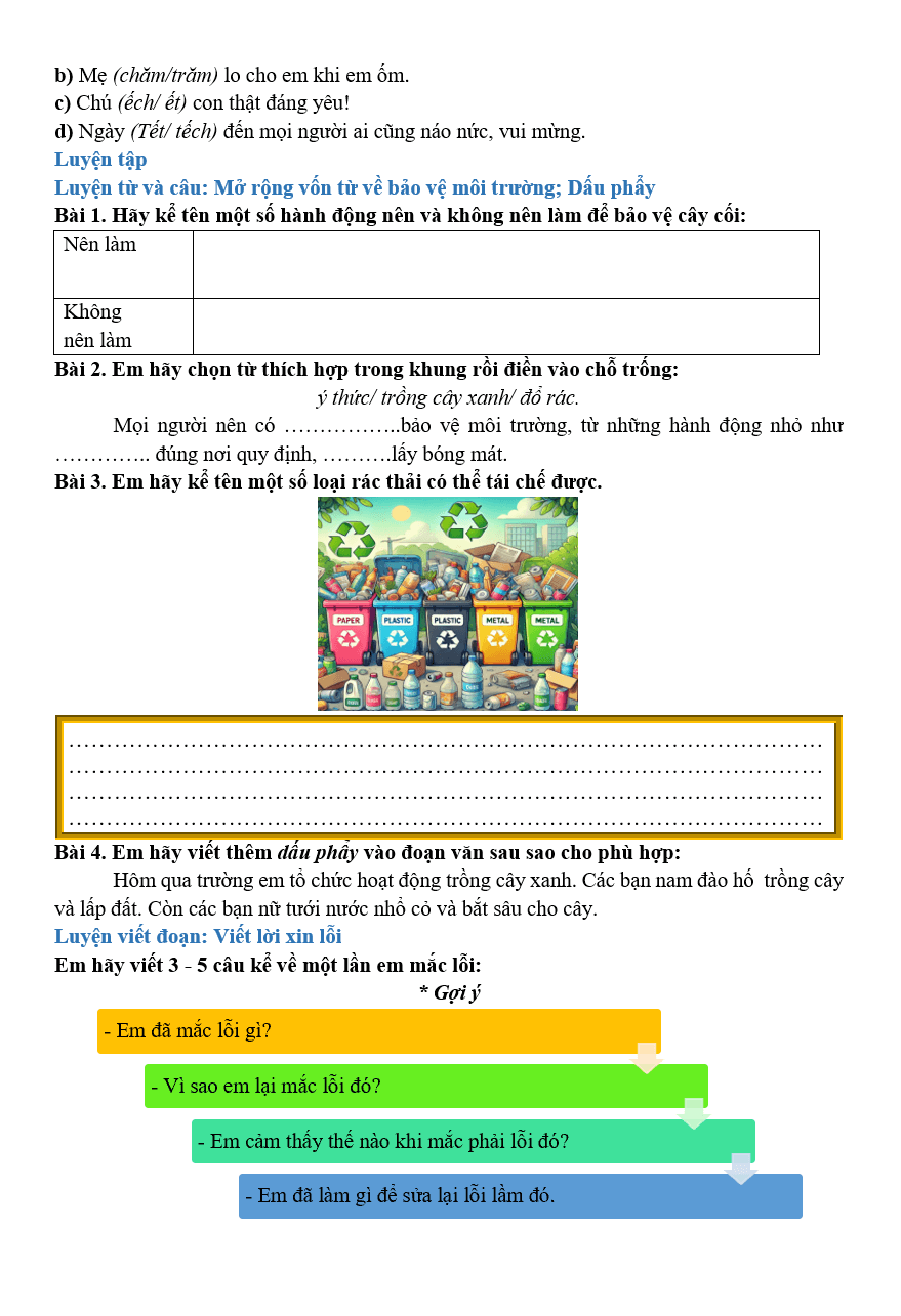Bài tập hàng ngày Tiếng Việt lớp 2 Bài 14: Cỏ non cười rồi | Kết nối tri thức