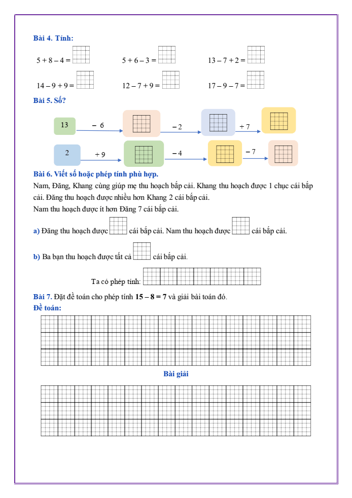 Bài tập hàng ngày Toán lớp 2 Bài 14: Luyện tập chung | Kết nối tri thức