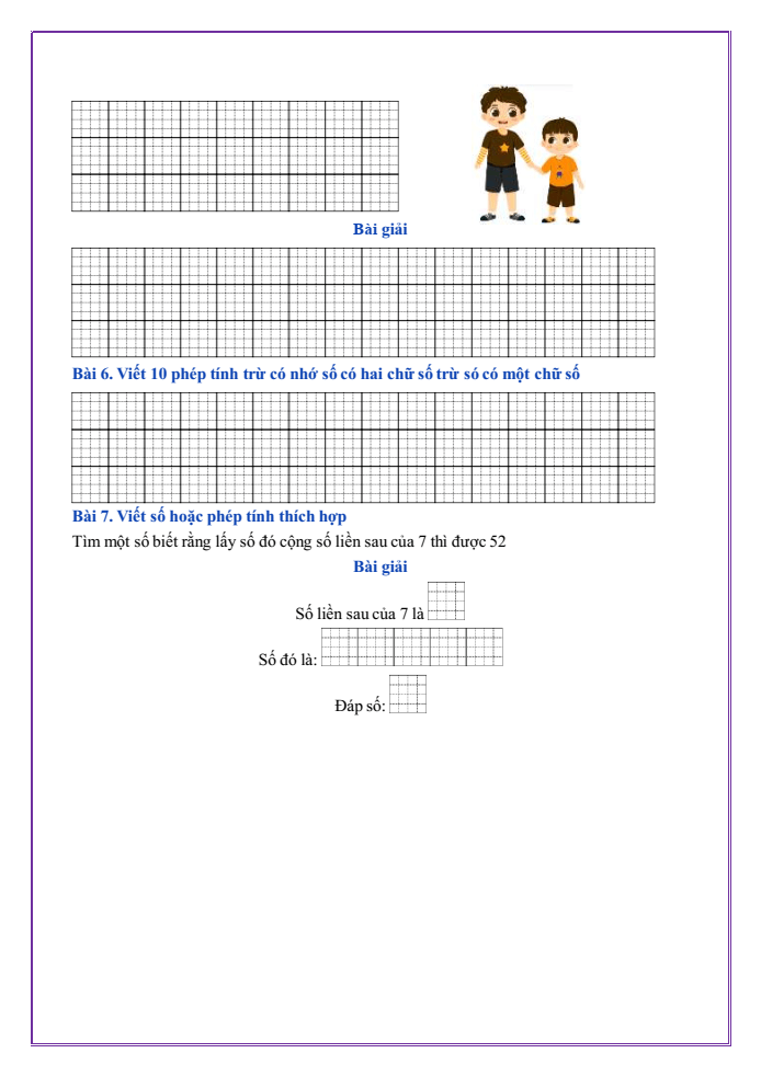 Bài tập hàng ngày Toán lớp 2 Bài 22: Phép trừ (có nhớ) số có hai chữ số cho số có một chữ số | Kết nối tri thức