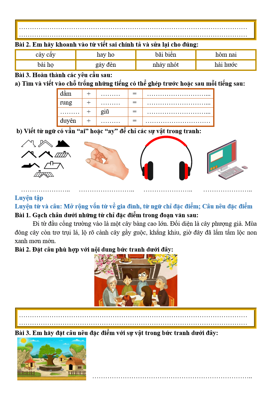 Bài tập hàng ngày Tiếng Việt lớp 2 Bài 26: Em mang về yêu thương | Kết nối tri thức