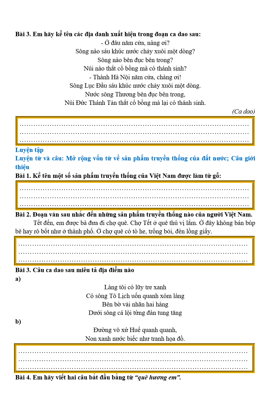 Bài tập hàng ngày Tiếng Việt lớp 2 Bài 26: Trên các miền đất nước | Kết nối tri thức