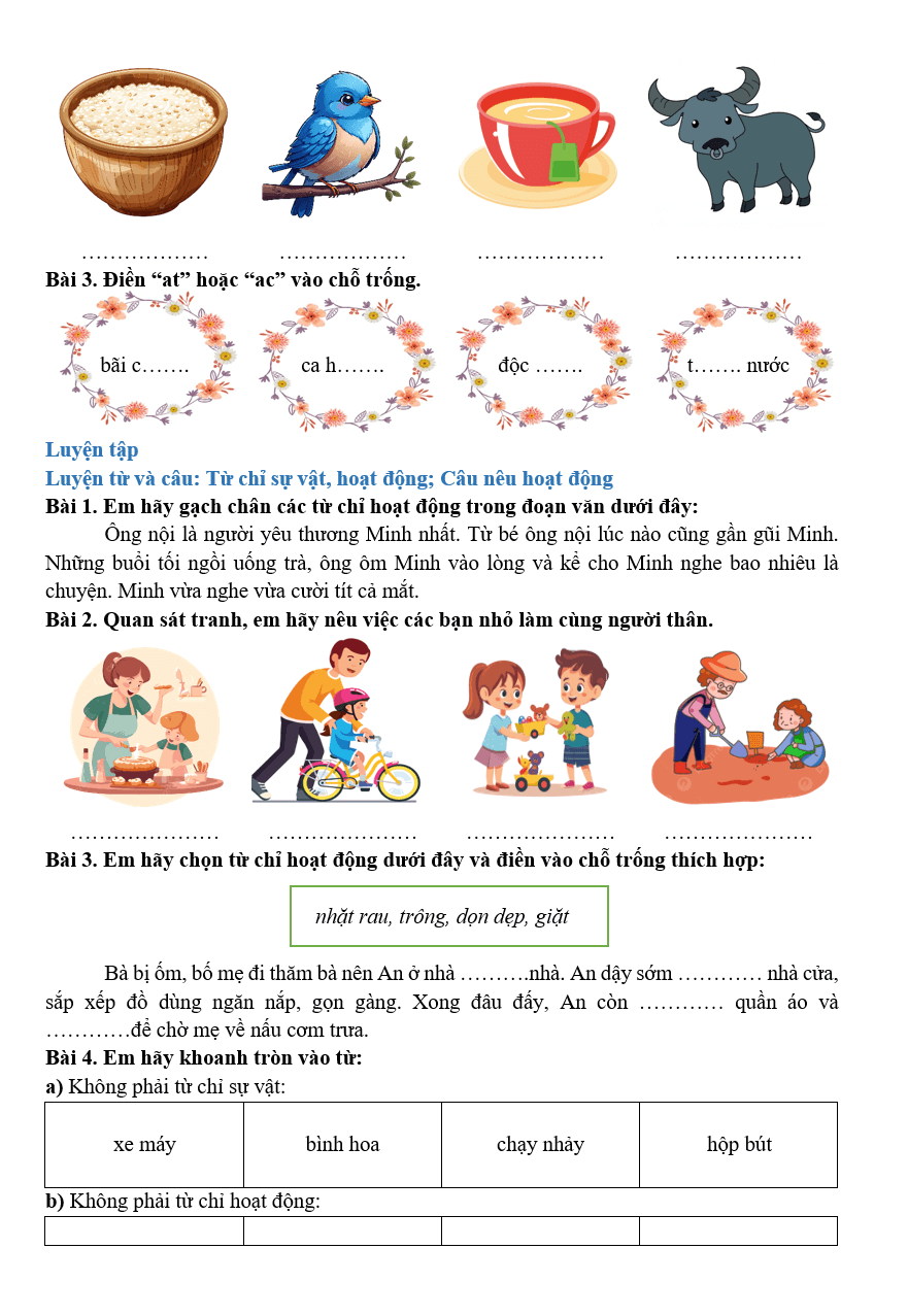 Bài tập hàng ngày Tiếng Việt lớp 2 Bài 30: Thương ông | Kết nối tri thức