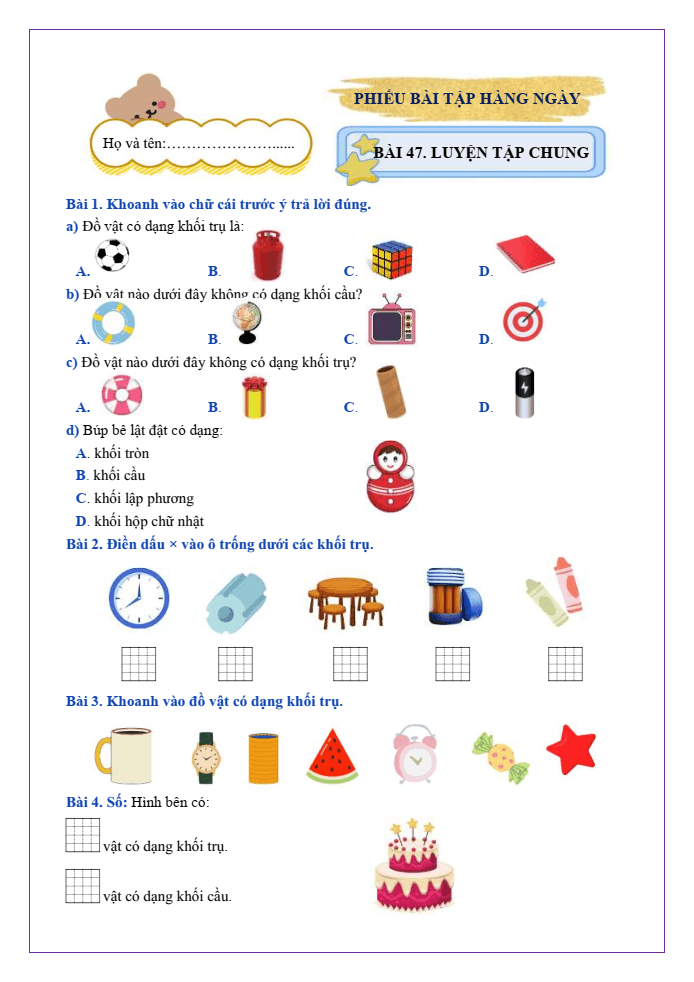 Bài tập hàng ngày Toán lớp 2 Bài 47: Luyện tập chung | Kết nối tri thức