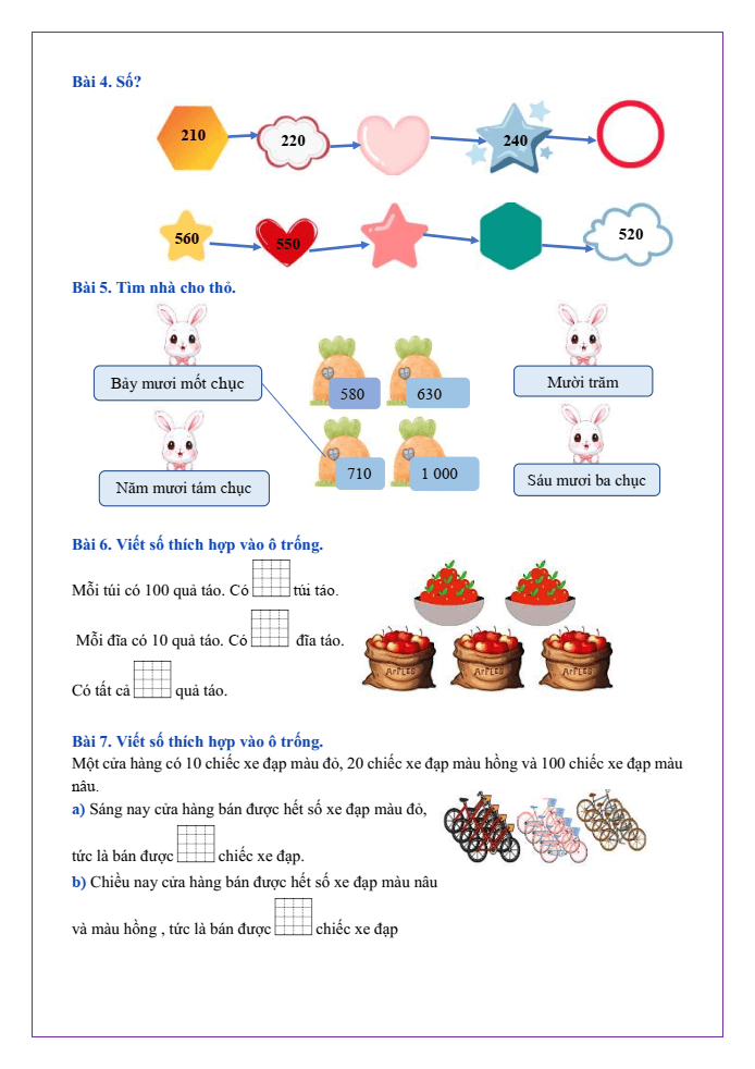 Bài tập hàng ngày Toán lớp 2 Bài 49: Các số tròn trăm, tròn chục | Kết nối tri thức